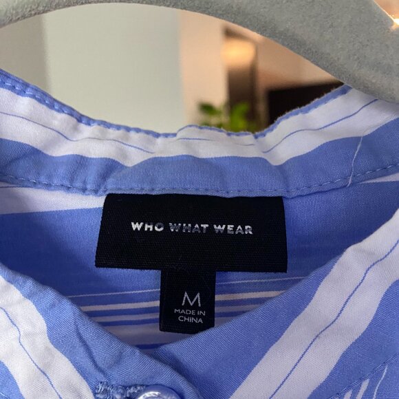Who What Wear Blue & White Striped Button Up Shirt Size M - Picture 6 of 7